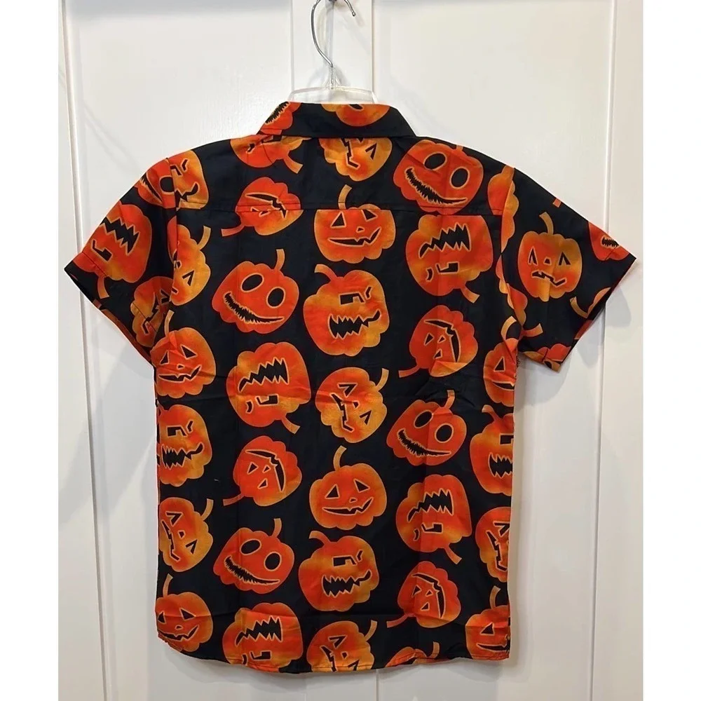 Pumpkin Halloween‎ Bowling Shirt Boys Youth Medium Orange Pumpkins